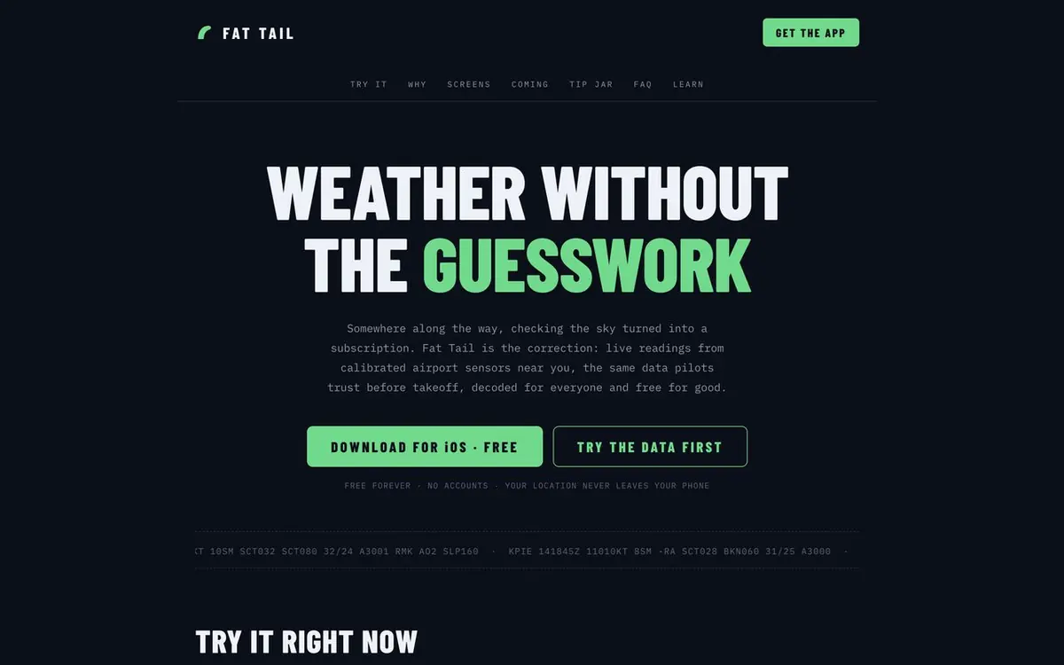 Fat Tail, the site on a laptop