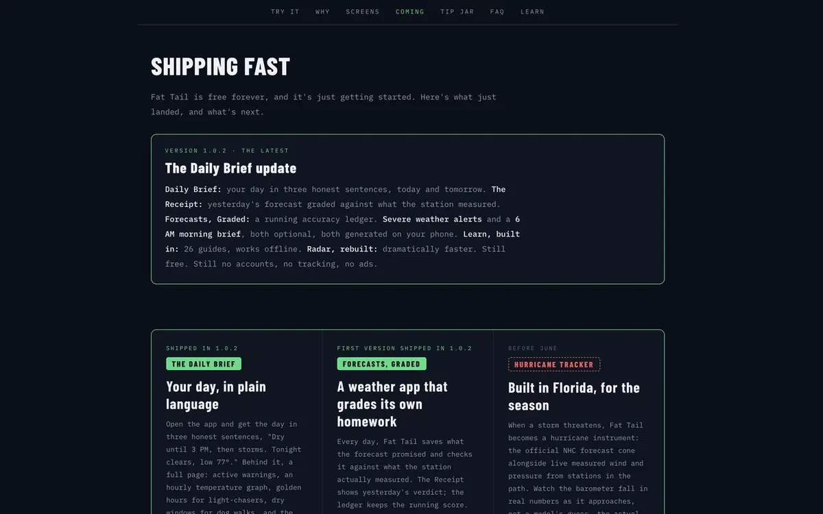Fat Tail, the site on a laptop