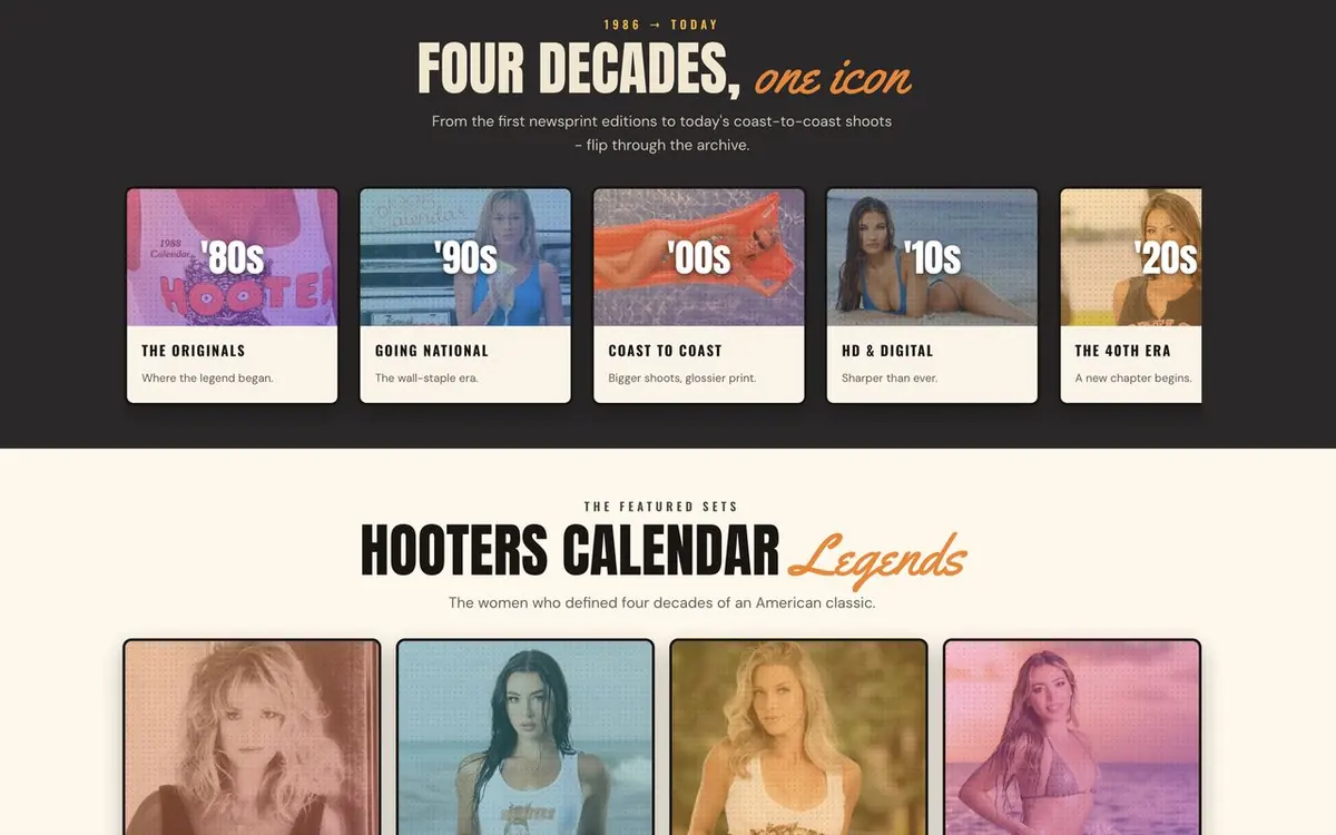 Hooters Calendar on a laptop