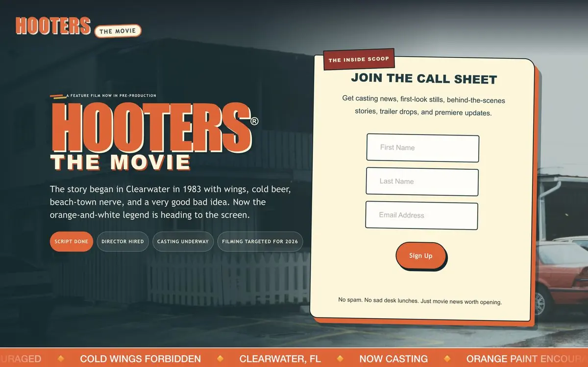 Hooters: The Movie on a laptop