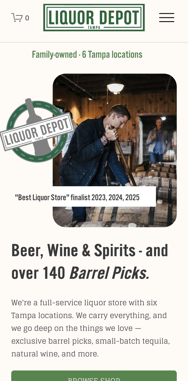 Liquor Depot Tampa mobile site